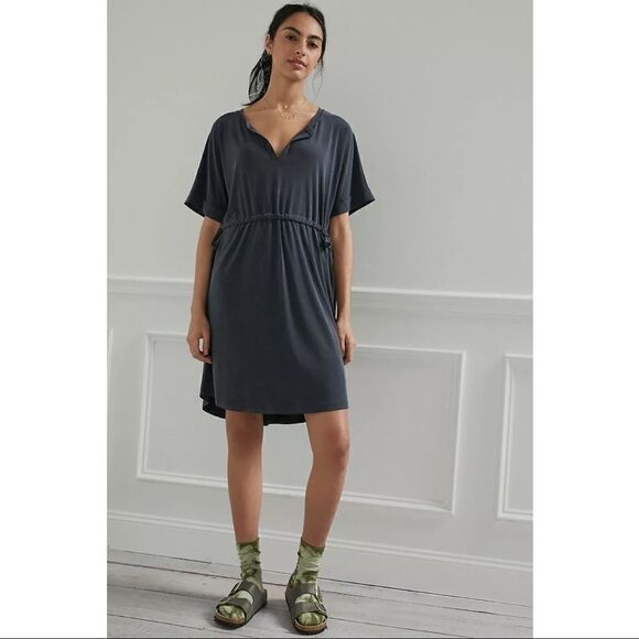 NEW Anthropologie Saturday Sunday Nanette Black V-Neck Tunic Mini Dress Small - Picture 1 of 5